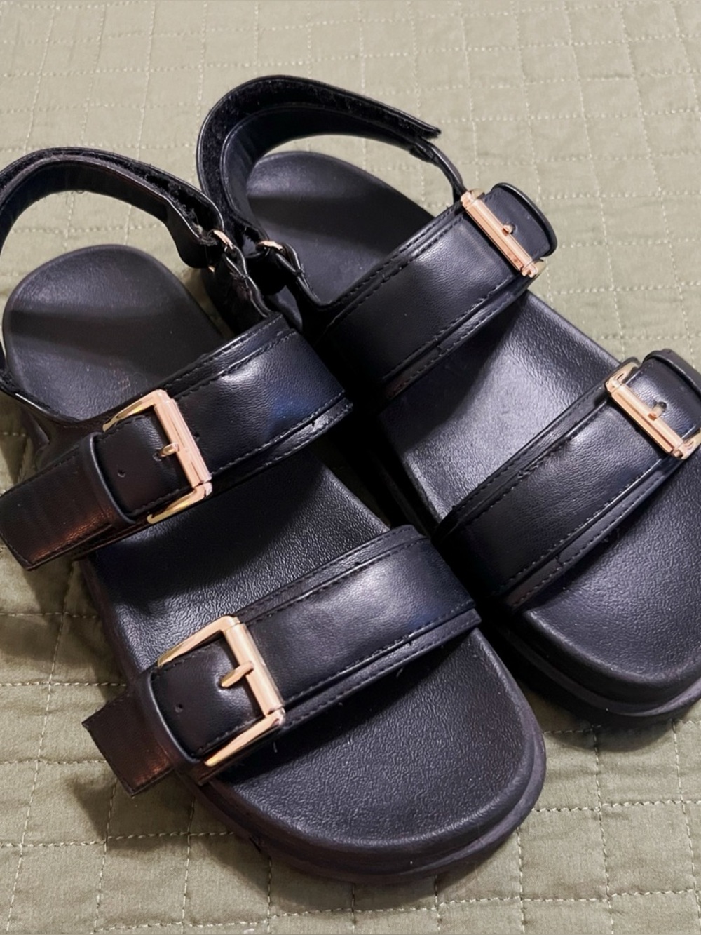 Madden Girl Black Double Strap Buckle Sandals